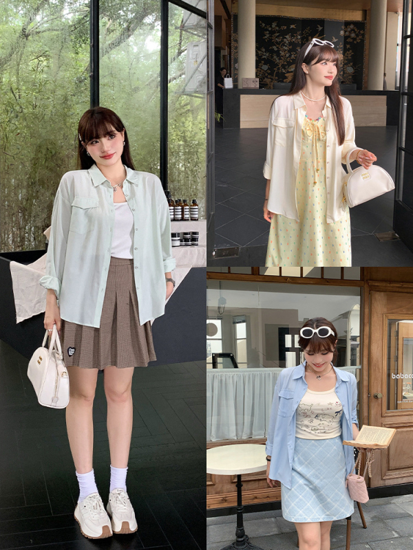 Γυναικείο μακρυμάνικο πόλο πουκάμισο με λεπτομέρεια patchwork, ύφασμα βισκόζη (50–70% βισκόζη), ελαφρώς φαρδιά γραμμή