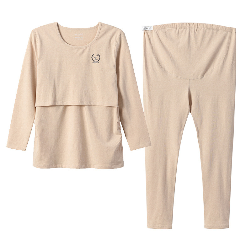 Σετ ρούχων μητρότητας για θηλασμό: μπλουζοπαντελόνι με μακριά μανίκια, 95% βαμβάκι, άνοιγμα θηλασμού, ιαπωνοκορεατικό casual στυλ