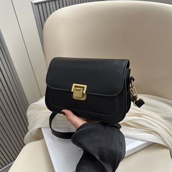 Geantă crossbody din PU pentru femei — formă orizontală pătrată, închidere cu clapetă, buzunar pentru telefon, curea simplă