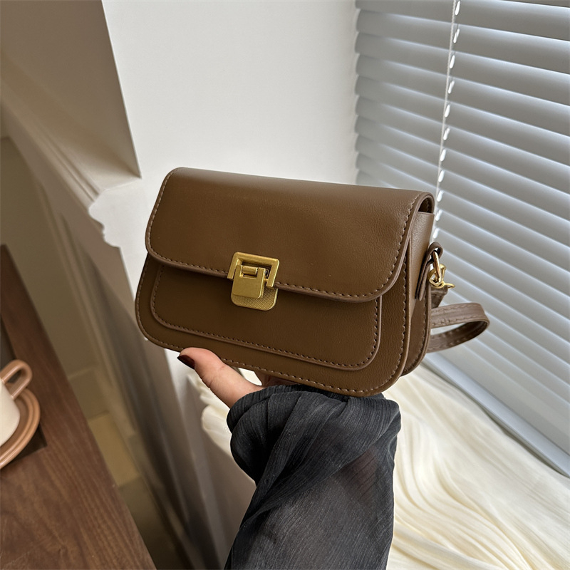 Geantă crossbody din PU pentru femei — formă orizontală pătrată, închidere cu clapetă, buzunar pentru telefon, curea simplă