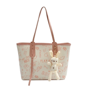 Geantă Tote pentru femei din PU, stil urban sobru, formă orizontal pătrată, fermoar, căptușeală din poliester