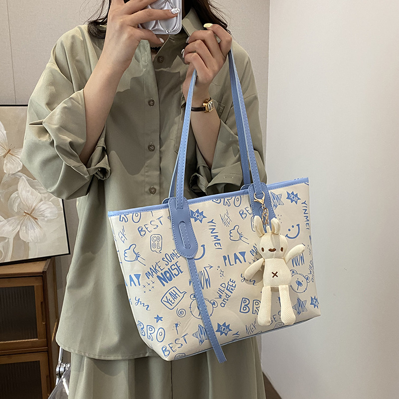 Geantă Tote pentru femei din PU, stil urban sobru, formă orizontal pătrată, fermoar, căptușeală din poliester