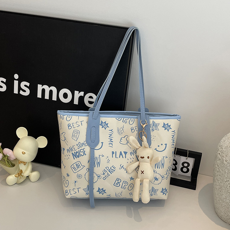 Geantă Tote pentru femei din PU, stil urban sobru, formă orizontal pătrată, fermoar, căptușeală din poliester