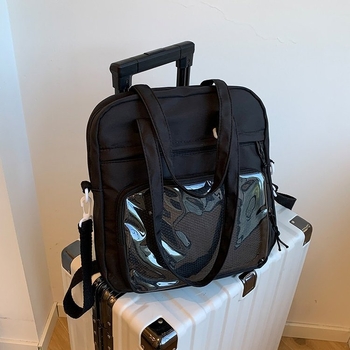 Geantă crossbody din PU, stil unisex, formă verticală pătrată, fermoar, căptușeală din nylon