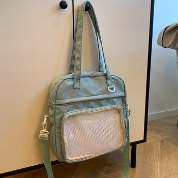 Geantă crossbody din PU, stil unisex, formă verticală pătrată, fermoar, căptușeală din nylon