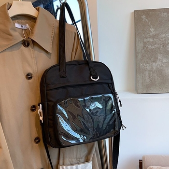 Geantă crossbody din PU, stil unisex, formă verticală pătrată, fermoar, căptușeală din nylon