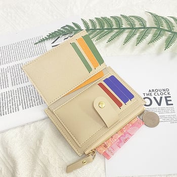 Tanki držač kartica, korejskog stila, PU novčanik s dvostrukim preklopom, ultralagani, unisex
