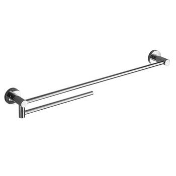 Zidni držač ručnika od bakra s kromiranom površinom, okretna dvostruka šipka, nosivost 5 kg, modern minimalistički stil.