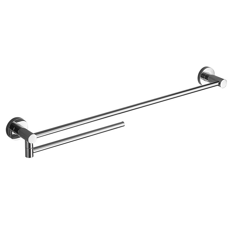 Zidni držač ručnika od bakra s kromiranom površinom, okretna dvostruka šipka, nosivost 5 kg, modern minimalistički stil.