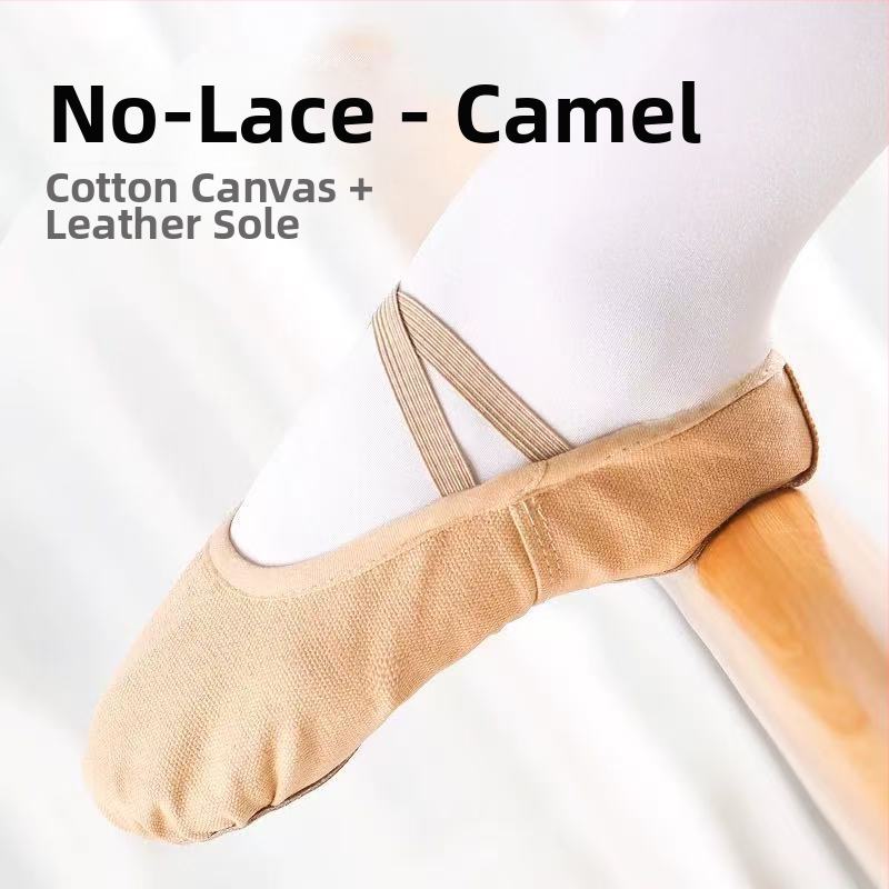 Art Dance Flower Mäkké baletné topánky pre deti - plátený horný diel, dizajn mačacej labky, na praktický tanec