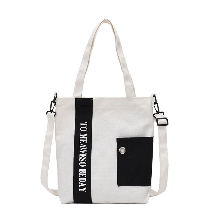 Vászon válltáska - függőleges négyzetes forma, cipzáras zárás és belső zsebek