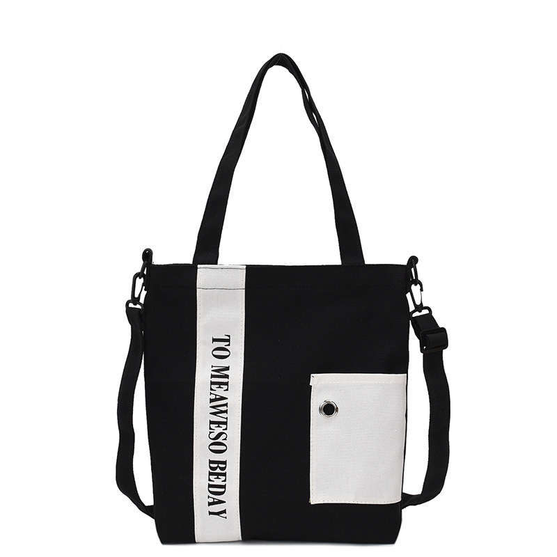 Vászon válltáska - függőleges négyzetes forma, cipzáras zárás és belső zsebek