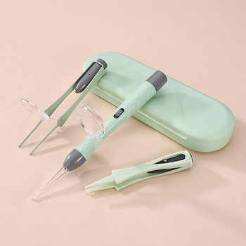 Žiarivá lyžička na uši set, dobíjateľný, dvojitý zdroj svetla, vizuálna kontrola sluchového kanála, PVC