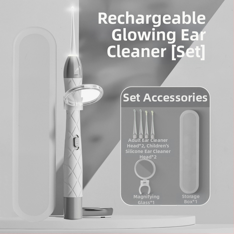 Žiarivá lyžička na uši set, dobíjateľný, dvojitý zdroj svetla, vizuálna kontrola sluchového kanála, PVC