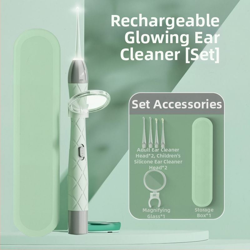 Žiarivá lyžička na uši set, dobíjateľný, dvojitý zdroj svetla, vizuálna kontrola sluchového kanála, PVC