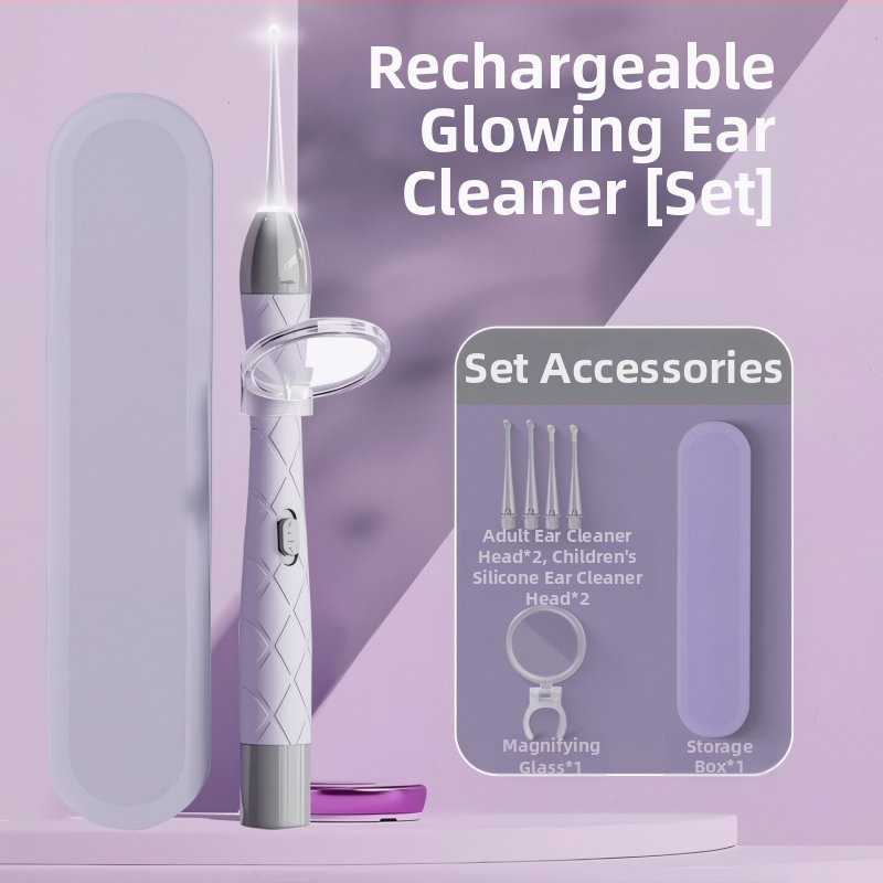 Žiarivá lyžička na uši set, dobíjateľný, dvojitý zdroj svetla, vizuálna kontrola sluchového kanála, PVC