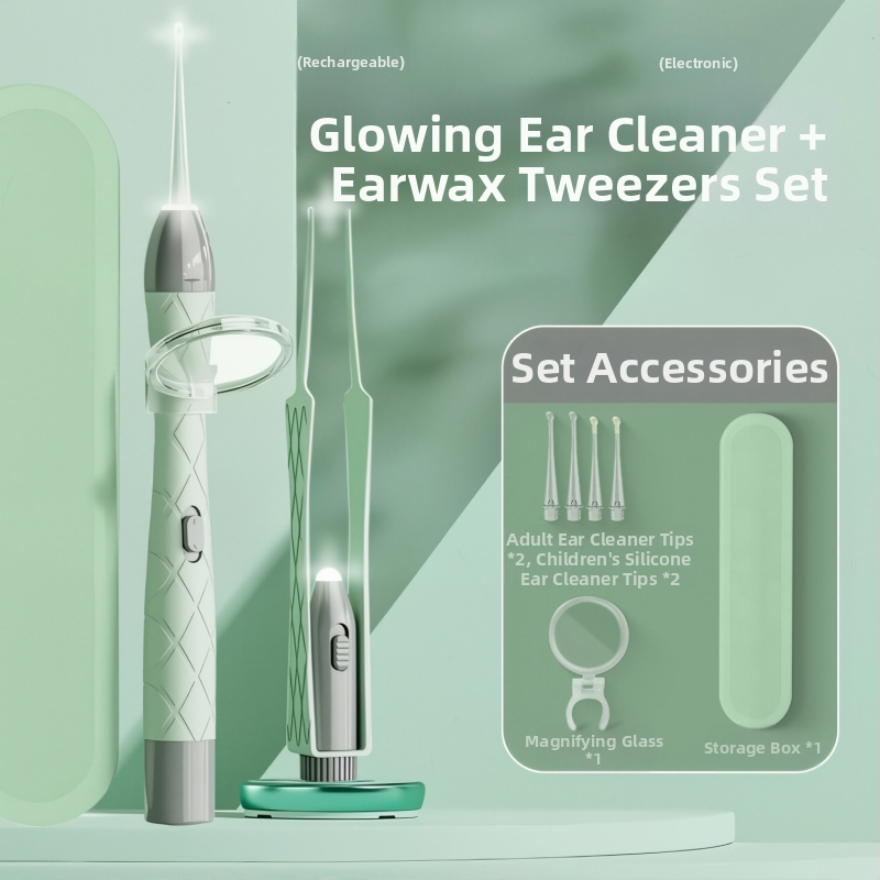 Žiarivá lyžička na uši set, dobíjateľný, dvojitý zdroj svetla, vizuálna kontrola sluchového kanála, PVC