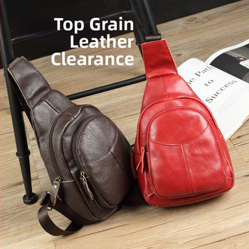 Prava kožna torbica za prsa, korejski stil crossbody, unisex casual torba za rame, podstava od teleće kože, zatvaranje zipom, Fangzhi brend, za slobodno vrijeme putovanja