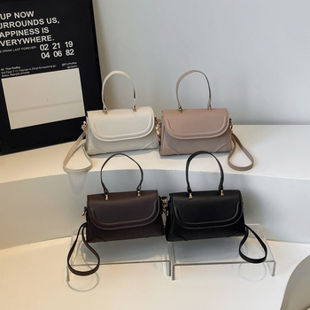 Ženska crossbody torba, retro mala kvadratna, PU koža, otvaranje s preklopom, unutarnji džep sa zipom, poliester podstava