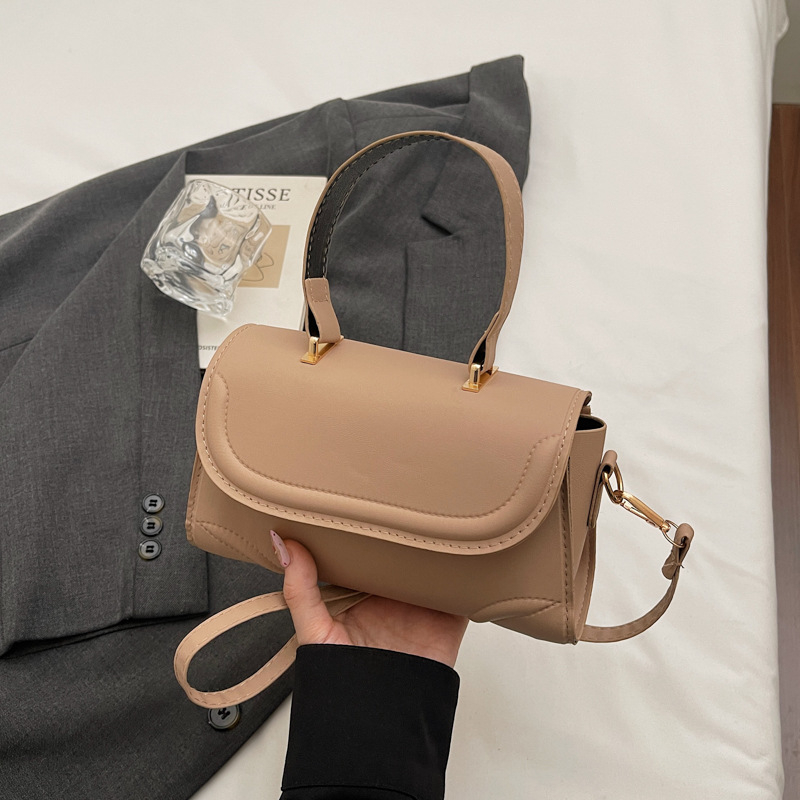 Ženska crossbody torba, retro mala kvadratna, PU koža, otvaranje s preklopom, unutarnji džep sa zipom, poliester podstava