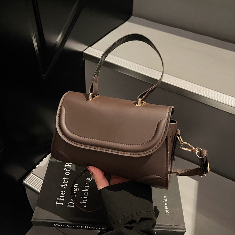 Ženska crossbody torba, retro mala kvadratna, PU koža, otvaranje s preklopom, unutarnji džep sa zipom, poliester podstava