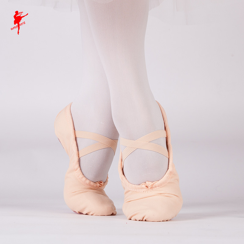 Παπούτσια χορού για παιδιά, unisex, επάνω από καμβά, δερμάτινη σόλα, για μπαλέτο και μοντέρνο χορό