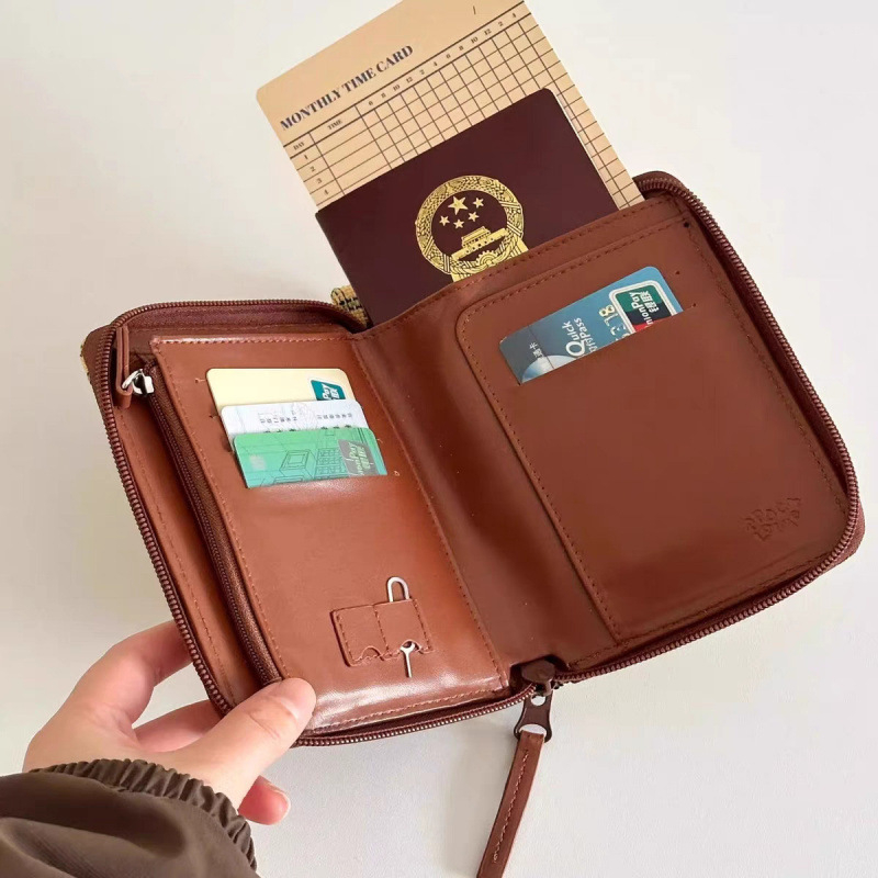 Putnički držač za putovnicu — Vintage karirani organizator kartica s pohranom karata, 600D Oxford tkanina, oblik ručne torbe, japanski stil