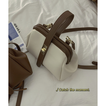 Geantă crossbody în formă de cochilie, din PU, închidere cu clips, formă orizontală pătrată, curea cu o singură curea