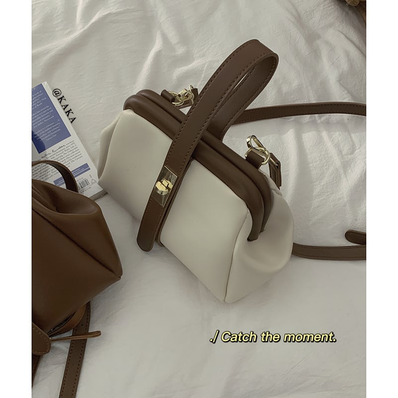 Geantă crossbody în formă de cochilie, din PU, închidere cu clips, formă orizontală pătrată, curea cu o singură curea