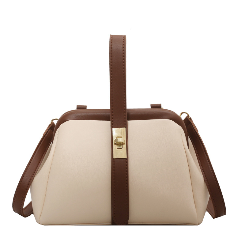 Geantă crossbody în formă de cochilie, din PU, închidere cu clips, formă orizontală pătrată, curea cu o singură curea