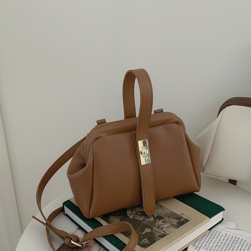 Geantă crossbody în formă de cochilie, din PU, închidere cu clips, formă orizontală pătrată, curea cu o singură curea