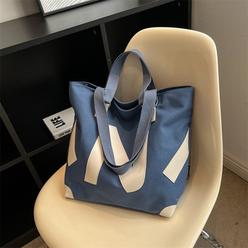 Geantă Tote | Pânză, stil Urban-Simplicity, fermoar, formă orizontală pătrată, căptușeală din poliester, buzunar intern