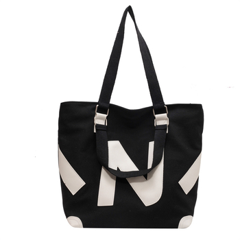 Geantă Tote | Pânză, stil Urban-Simplicity, fermoar, formă orizontală pătrată, căptușeală din poliester, buzunar intern