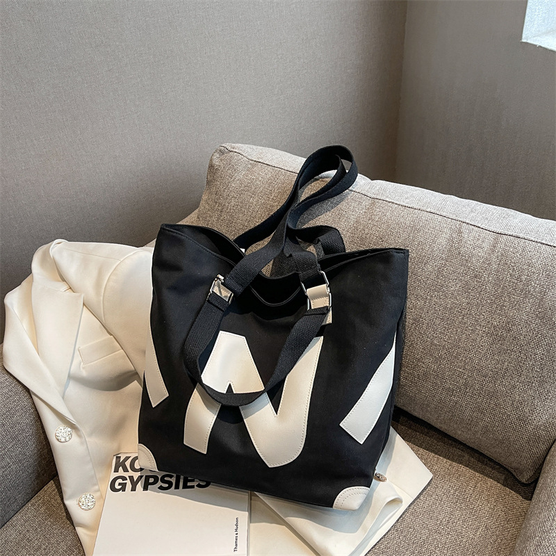 Geantă Tote | Pânză, stil Urban-Simplicity, fermoar, formă orizontală pătrată, căptușeală din poliester, buzunar intern