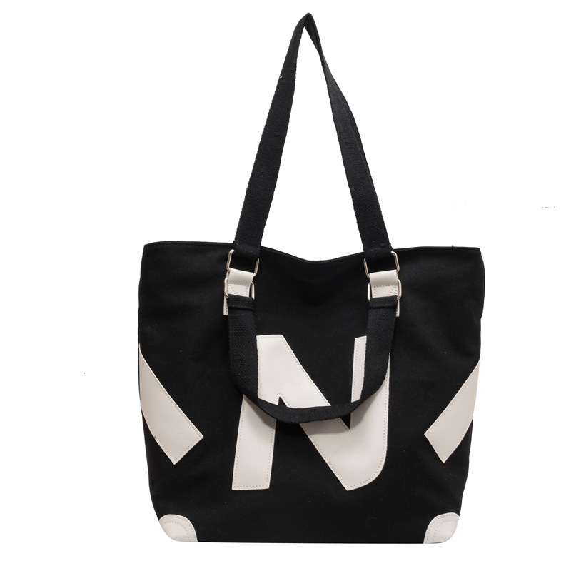 Geantă Tote | Pânză, stil Urban-Simplicity, fermoar, formă orizontală pătrată, căptușeală din poliester, buzunar intern