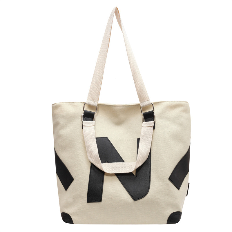 Geantă Tote | Pânză, stil Urban-Simplicity, fermoar, formă orizontală pătrată, căptușeală din poliester, buzunar intern