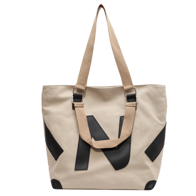 Geantă Tote | Pânză, stil Urban-Simplicity, fermoar, formă orizontală pătrată, căptușeală din poliester, buzunar intern
