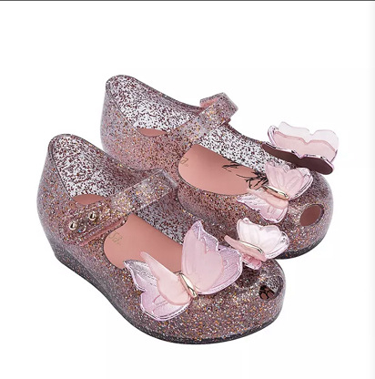 Dječje PVC plažne tenisice za plažu s 3D leptirima i rhinestones, Velcro zatvaranje, prozračnost
