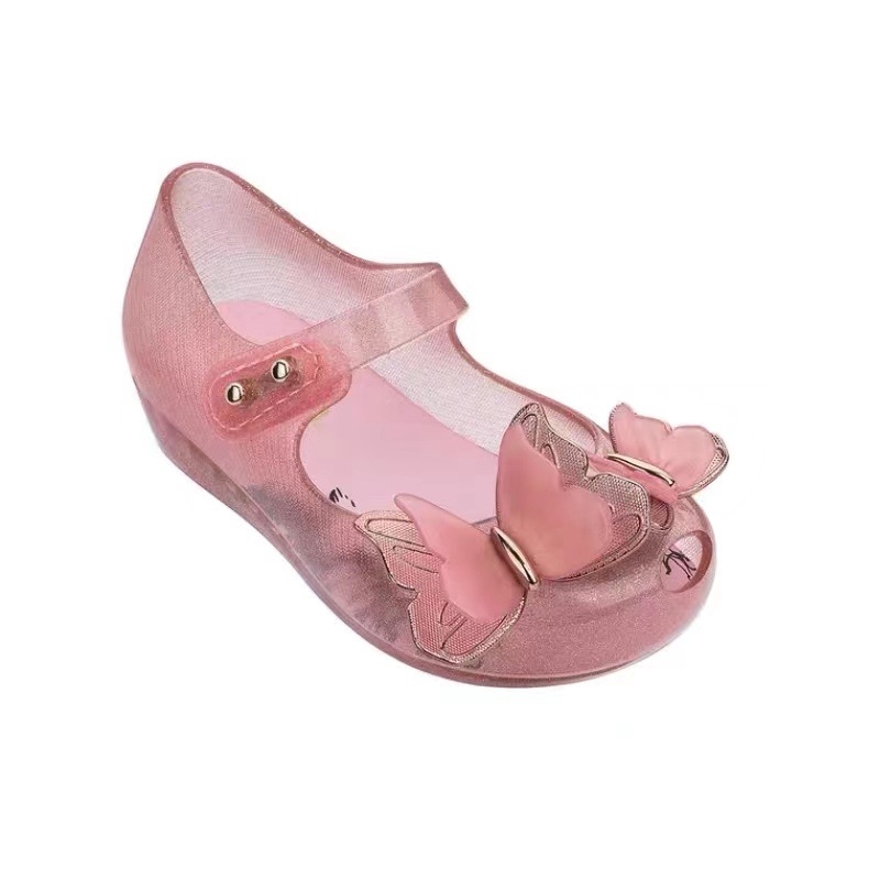 Dječje PVC plažne tenisice za plažu s 3D leptirima i rhinestones, Velcro zatvaranje, prozračnost