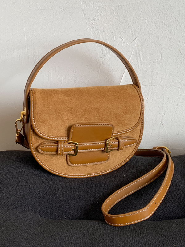 Geantă crossbody Saddle, material PU, stil urban, formă orizontală pătrată, fermoar