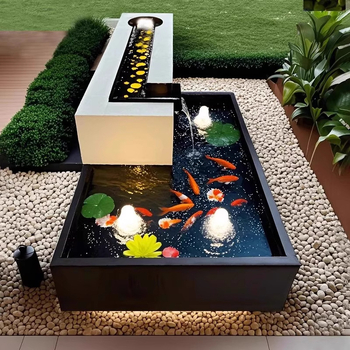 Element decorativ din oțel inoxidabil pentru iaz cu pești — fântână de exterior pentru grădină cu sistem de pulverizare combinat