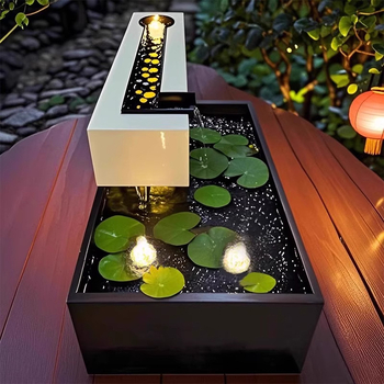 Element decorativ din oțel inoxidabil pentru iaz cu pești — fântână de exterior pentru grădină cu sistem de pulverizare combinat