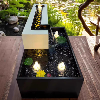 Element decorativ din oțel inoxidabil pentru iaz cu pești — fântână de exterior pentru grădină cu sistem de pulverizare combinat