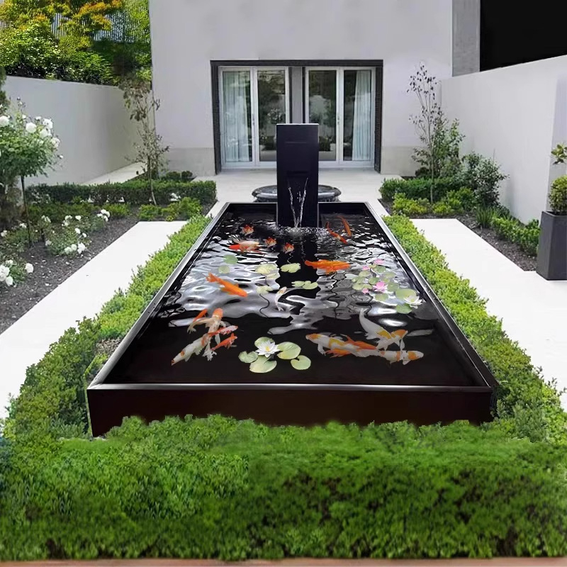 Element decorativ din oțel inoxidabil pentru iaz cu pești — fântână de exterior pentru grădină cu sistem de pulverizare combinat