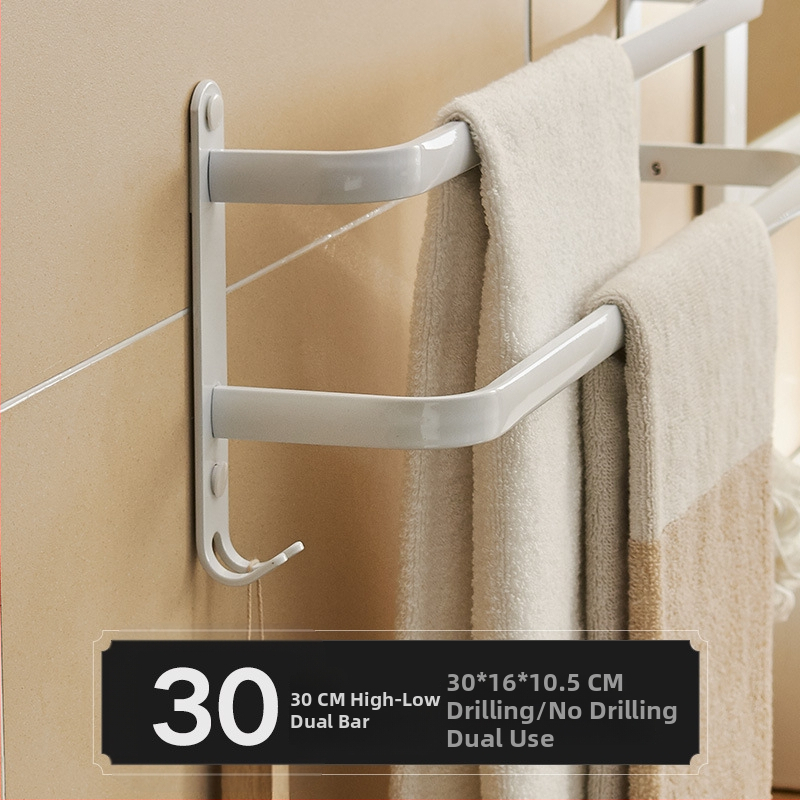 Fürdőszobai alumínium törölközőtartó – háromrétegű, 60 kg teherbírás, felület spray műanyag bevonattal