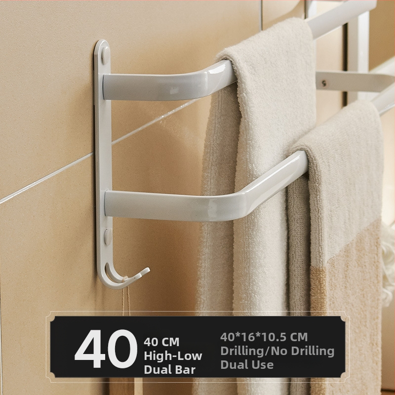 Fürdőszobai alumínium törölközőtartó – háromrétegű, 60 kg teherbírás, felület spray műanyag bevonattal