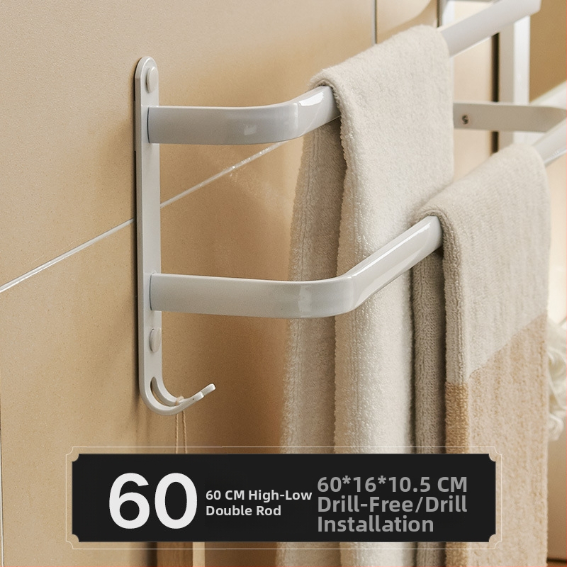 Fürdőszobai alumínium törölközőtartó – háromrétegű, 60 kg teherbírás, felület spray műanyag bevonattal