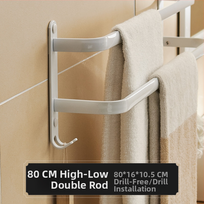 Fürdőszobai alumínium törölközőtartó – háromrétegű, 60 kg teherbírás, felület spray műanyag bevonattal