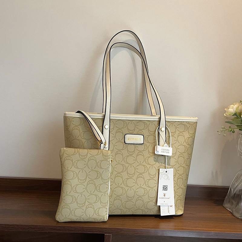 Geantă Tote – stil retro european-american; material PU; formă orizontală dreptunghiulară; fermoar; căptușeală din piele sintetică