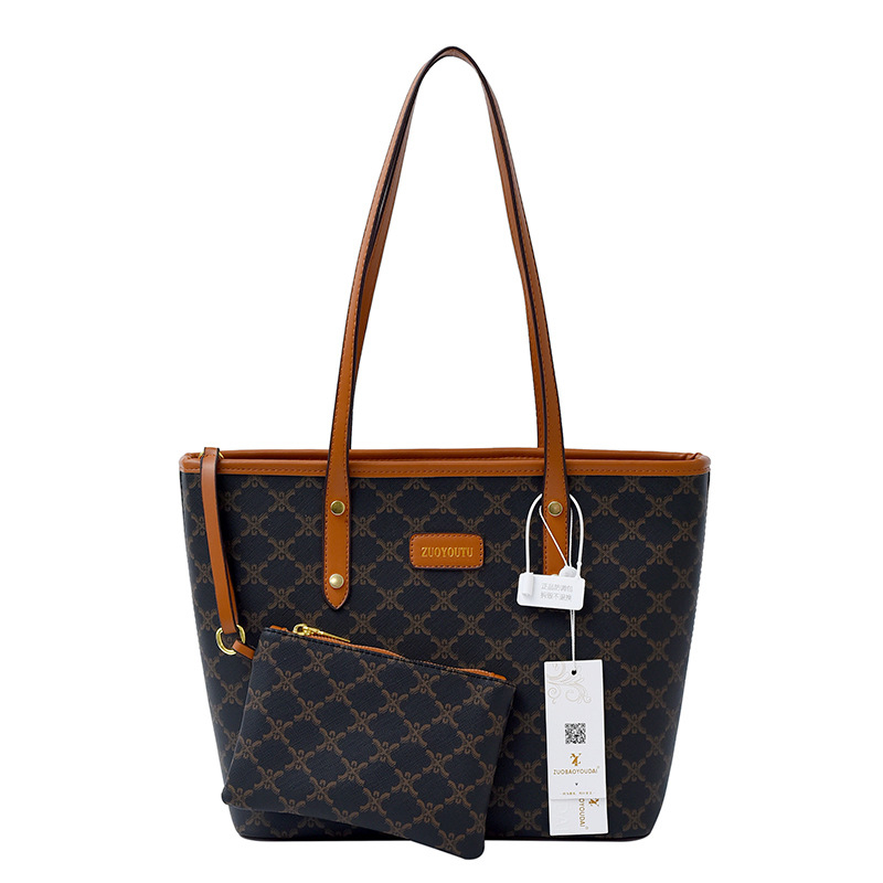 Geantă Tote – stil retro european-american; material PU; formă orizontală dreptunghiulară; fermoar; căptușeală din piele sintetică